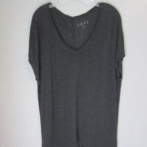 Ann Taylor LOFT Gray Pullover Small Short Sleeve Tunic Oversized
